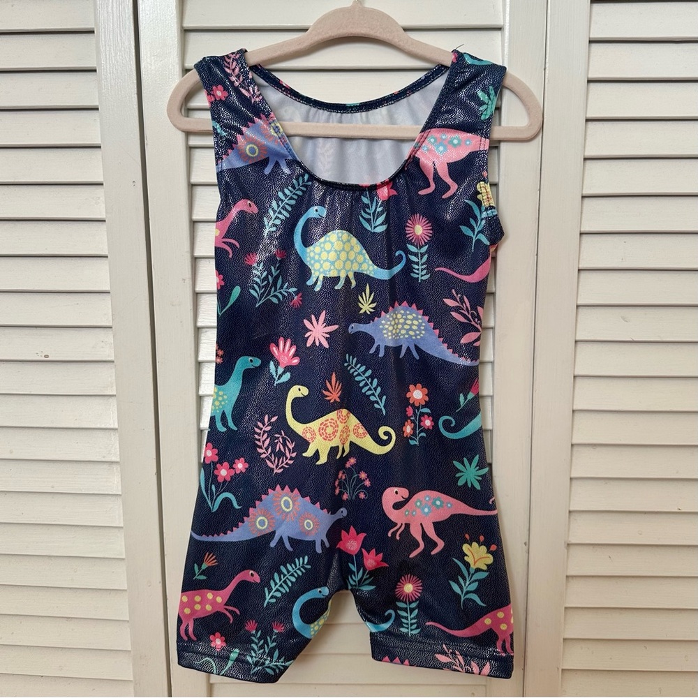 Gymnastics Leotard for Girls in Dinosaur Print
